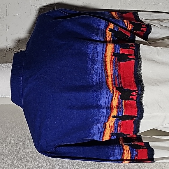 VTG Wrangler Blouse Top Shirt Button Down Longsleeve Horse Sunset Western L - Picture 9 of 16